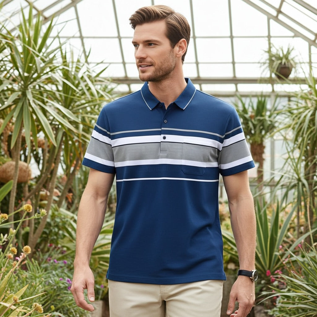 Men's Navy Stitchless Regular Fit Half Sleeve T-Shirt - Goamen