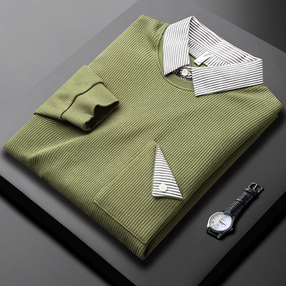 Olive Green Full Sleeves Lining Pocket Polo T-Shirt - Goamen