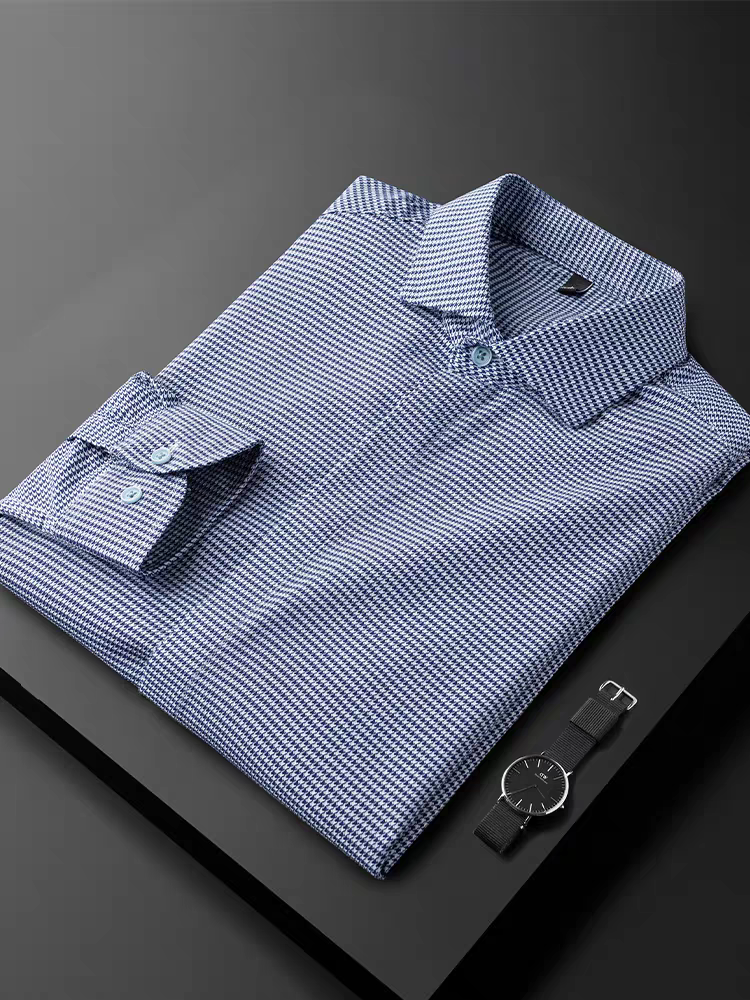 Men's Blue and White Full Sleeve Shirt - Goamen