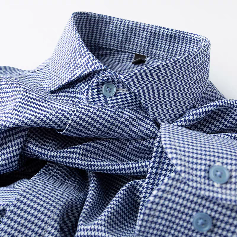 Men's Blue and White Full Sleeve Shirt - Goamen