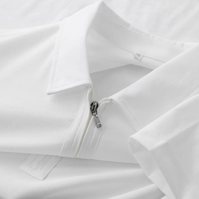 Men's White Zipper Half Sleeve T-Shirt - Goamen