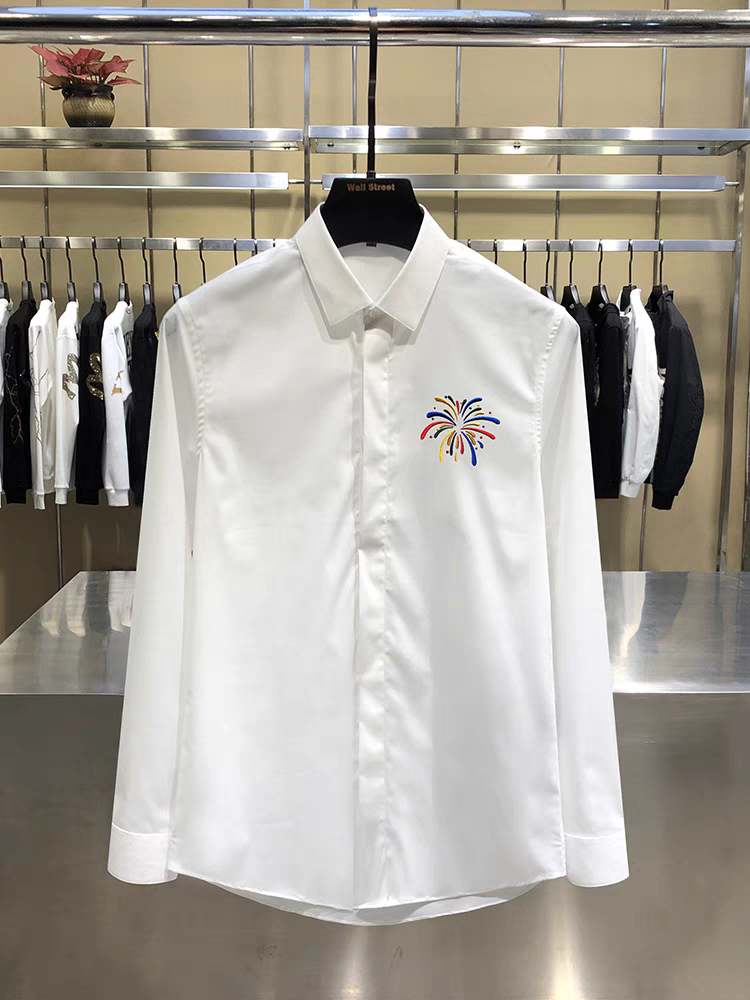 Men's White Embroidered Logo Shirt - Goamen