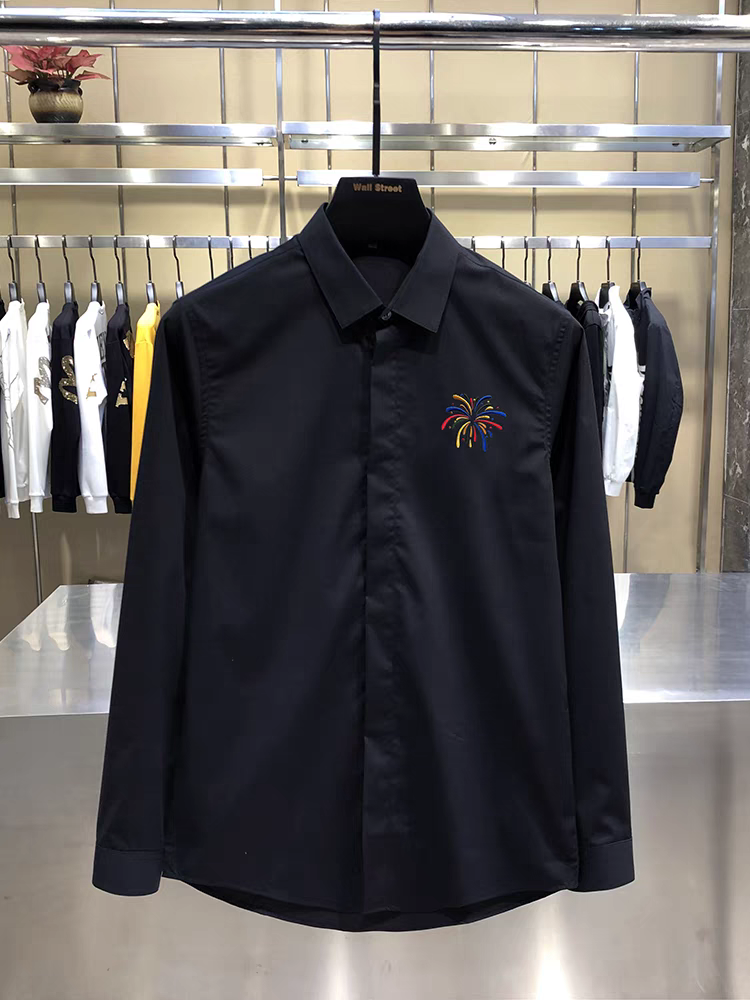 Men's Black Embroidered Logo Shirt - Goamen