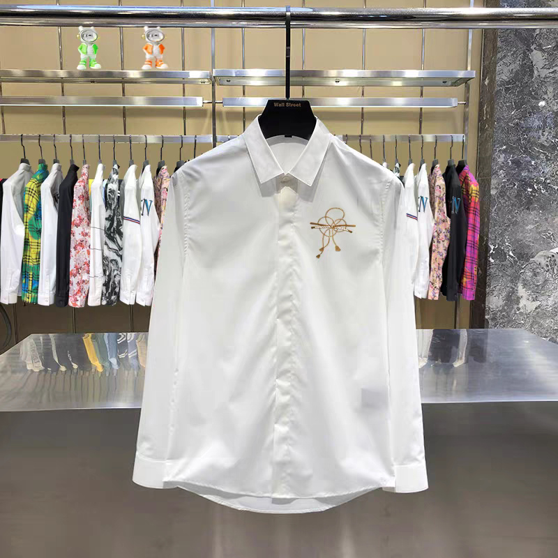Men's White Embroidered Logo Shirt - Goamen