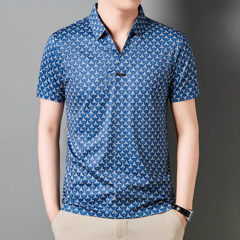 Men's Navy Blue Stitchless Polo T-Shirt - Goamen