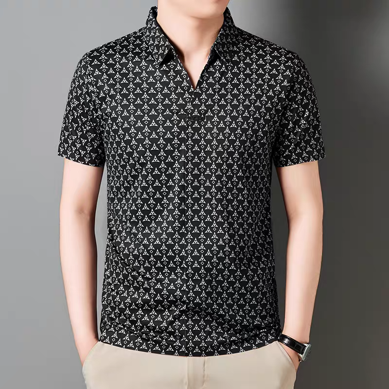 Men's Black Stitchless Polo T-Shirt - Goamen