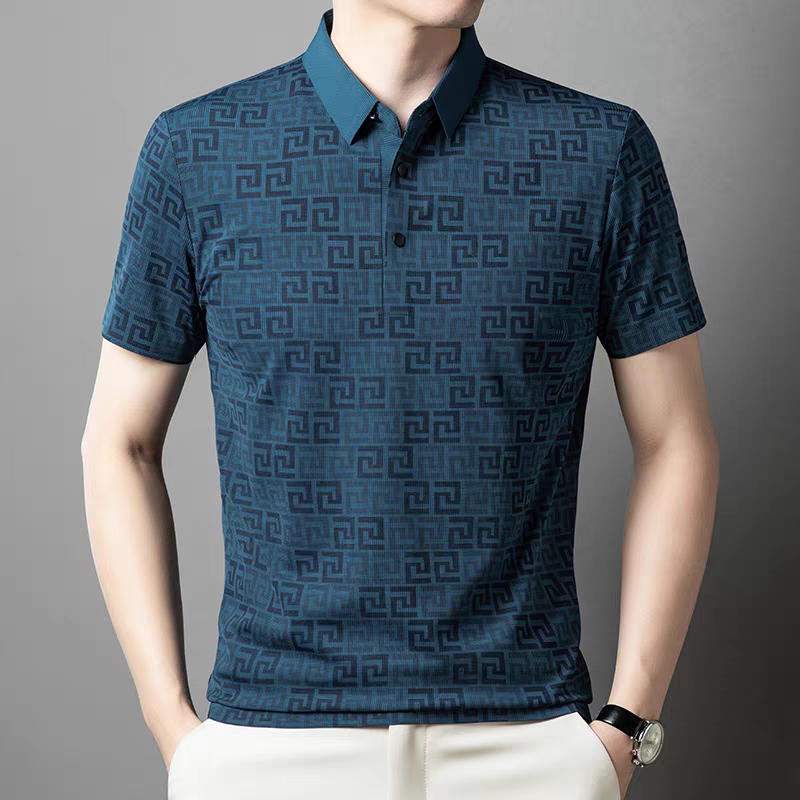 Men’s Stylish Rama Geometric Print Polo T-Shirt - Goamen