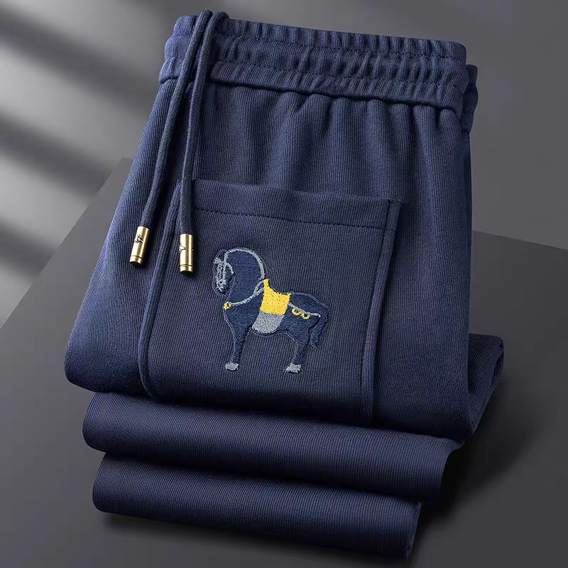 Goamen Royal Horse Embroidered Track Pants – Navy Blue Edition