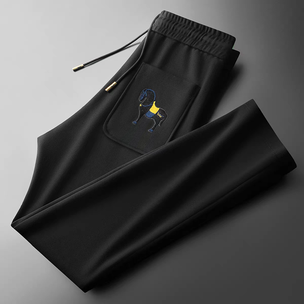 Goamen Royal Horse Embroidered Track Pants – Black Edition
