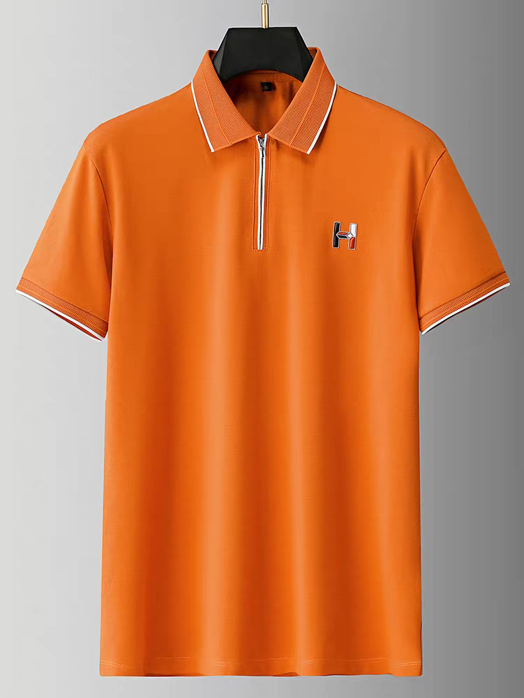 Goamen Premium Orange Zipper Polo – Bold, Fresh & Stylish