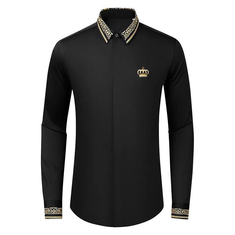Royal Ivory Crown – Luxury Embroidered Shirt