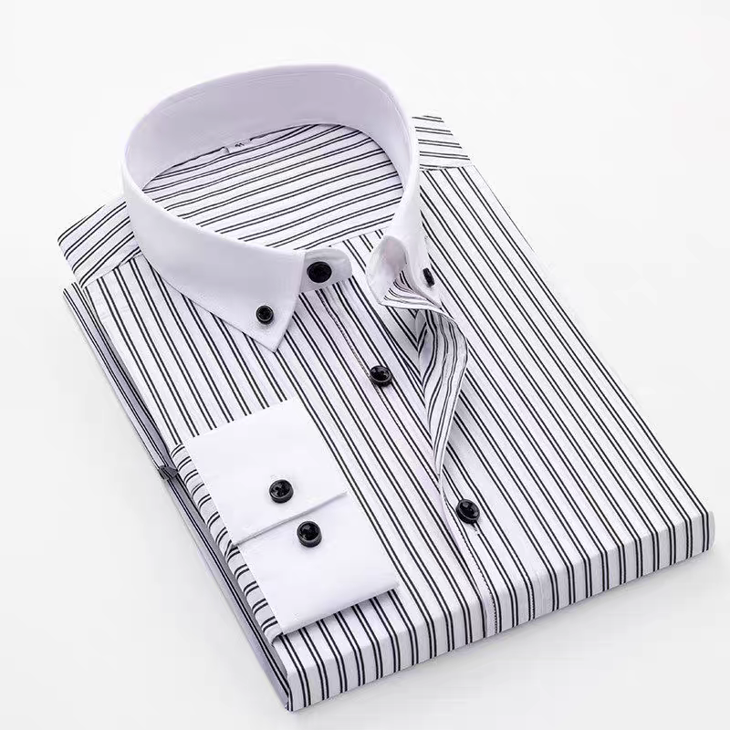 Goamen Classic Black & White Stripe Formal Shirt