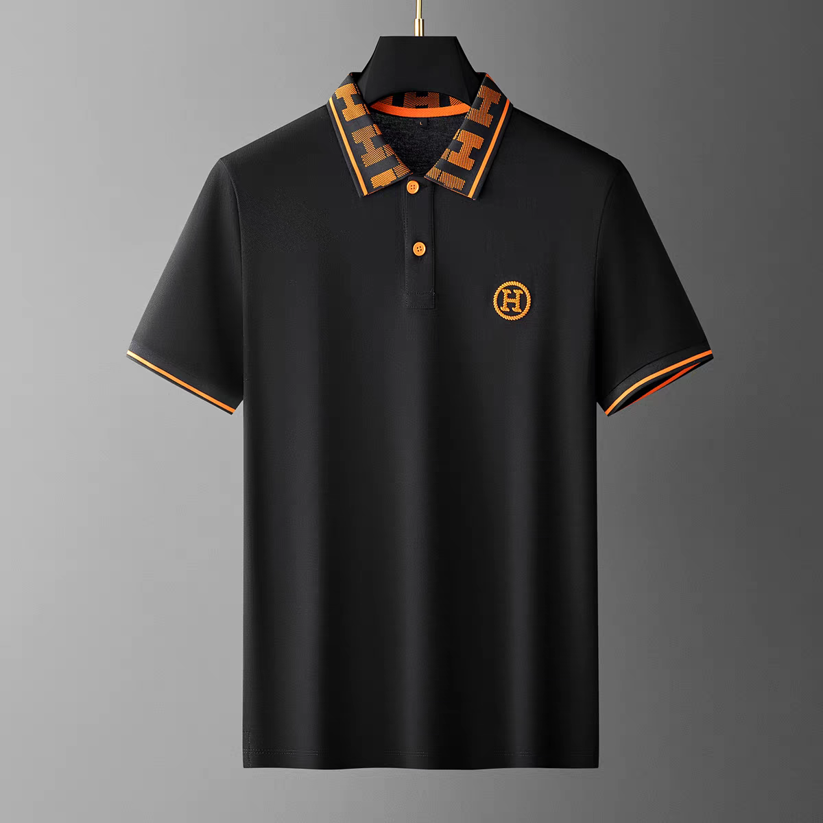 Goamen Signature Monogram Collar Polo T-Shirt – Black