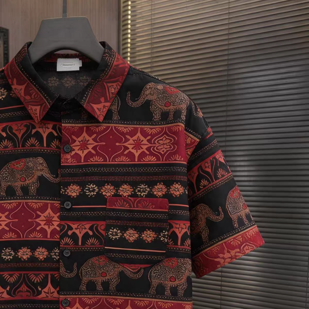 Goamen Royal Elephant Heritage Printed Half Sleeve Shirt