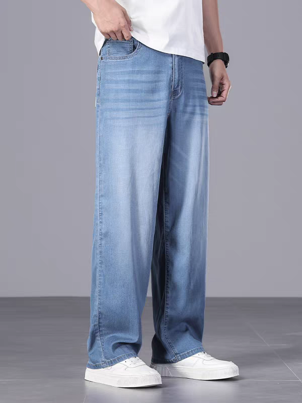 Men’s Light Blue Washed Baggy Fit Denim Jeans