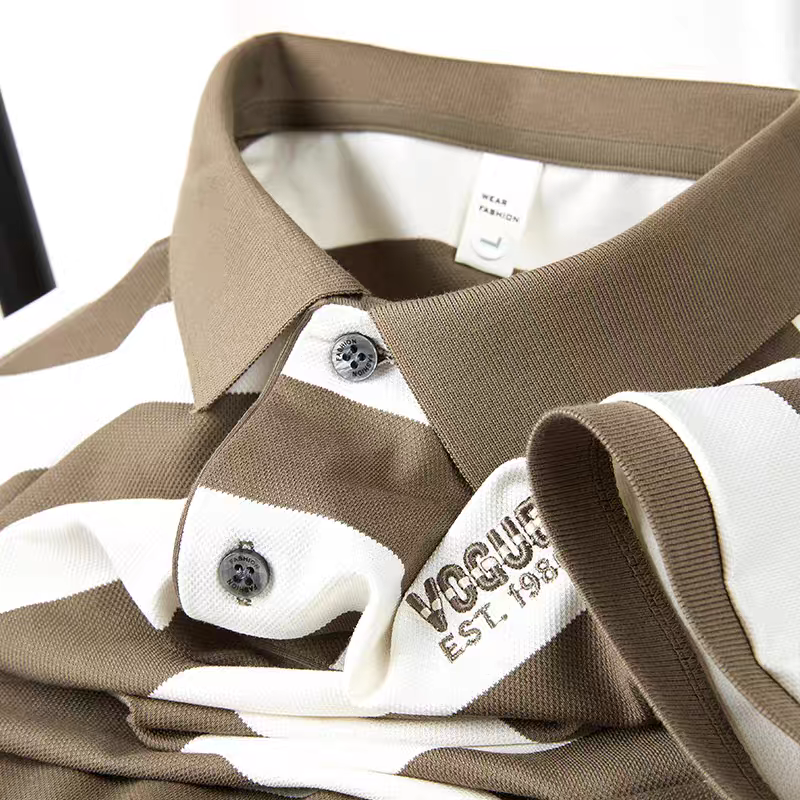 Men's Bold Horizontal Stripe Contrast Collar Polo T-Shirt
