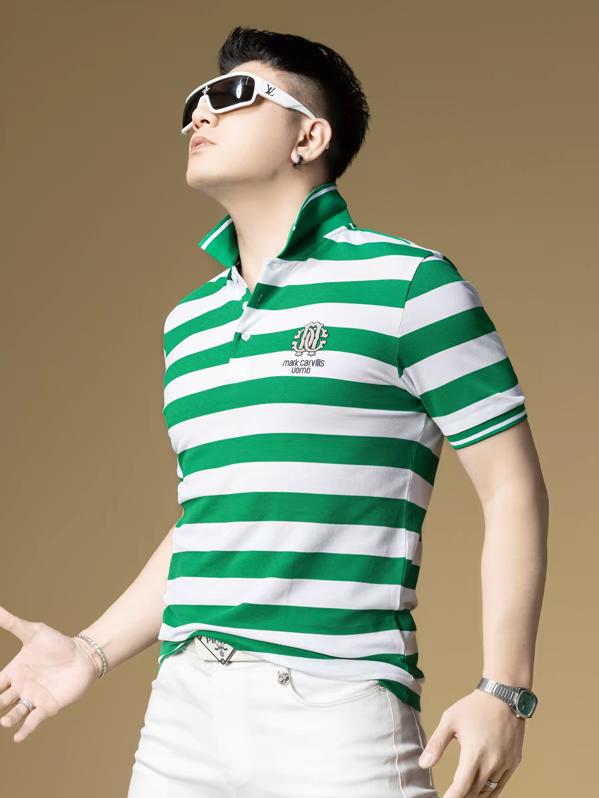 GOAMEN Men's Premium Striped Polo T-Shirt – Short Sleeve Casual Wear